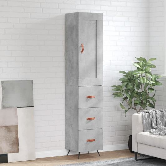 Skříň Highboard Betonově Šedá 34,5X34X180 Cm Kompozitní Dřevo