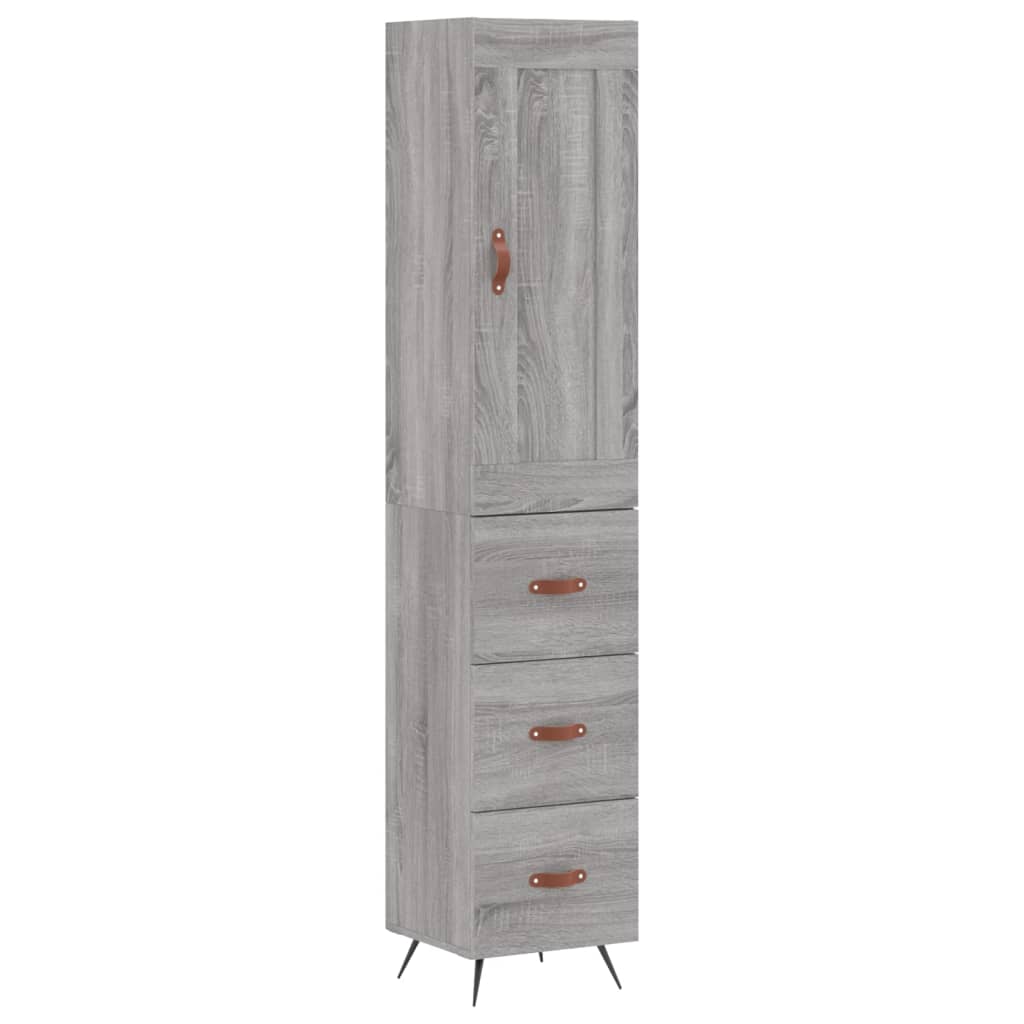 Skříň Highboard Šedá Sonoma 34,5 X 34 X 180 Cm Kompozitní Dřevo