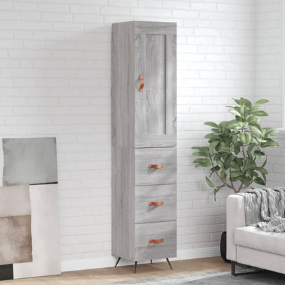 Skříň Highboard Šedá Sonoma 34,5 X 34 X 180 Cm Kompozitní Dřevo
