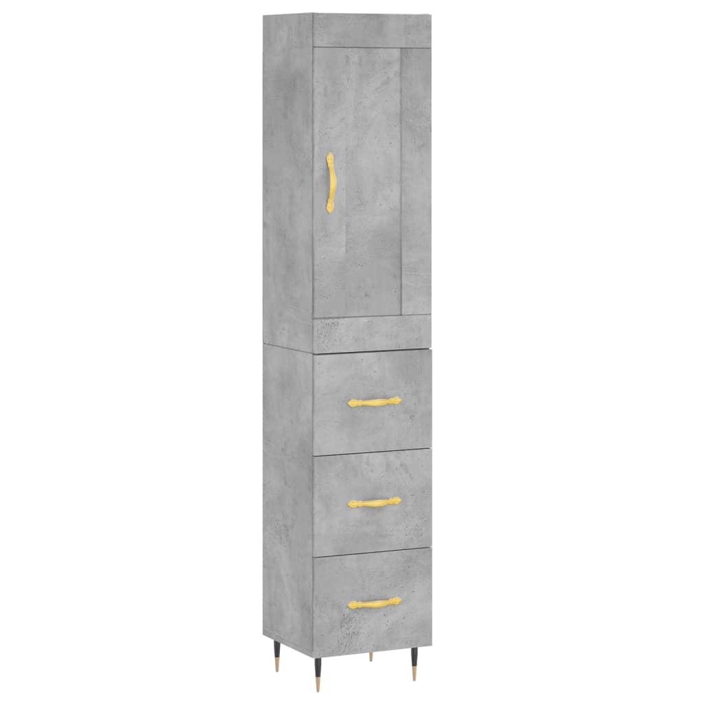 Skříň Highboard Betonově Šedá 34,5X34X180 Cm Kompozitní Dřevo