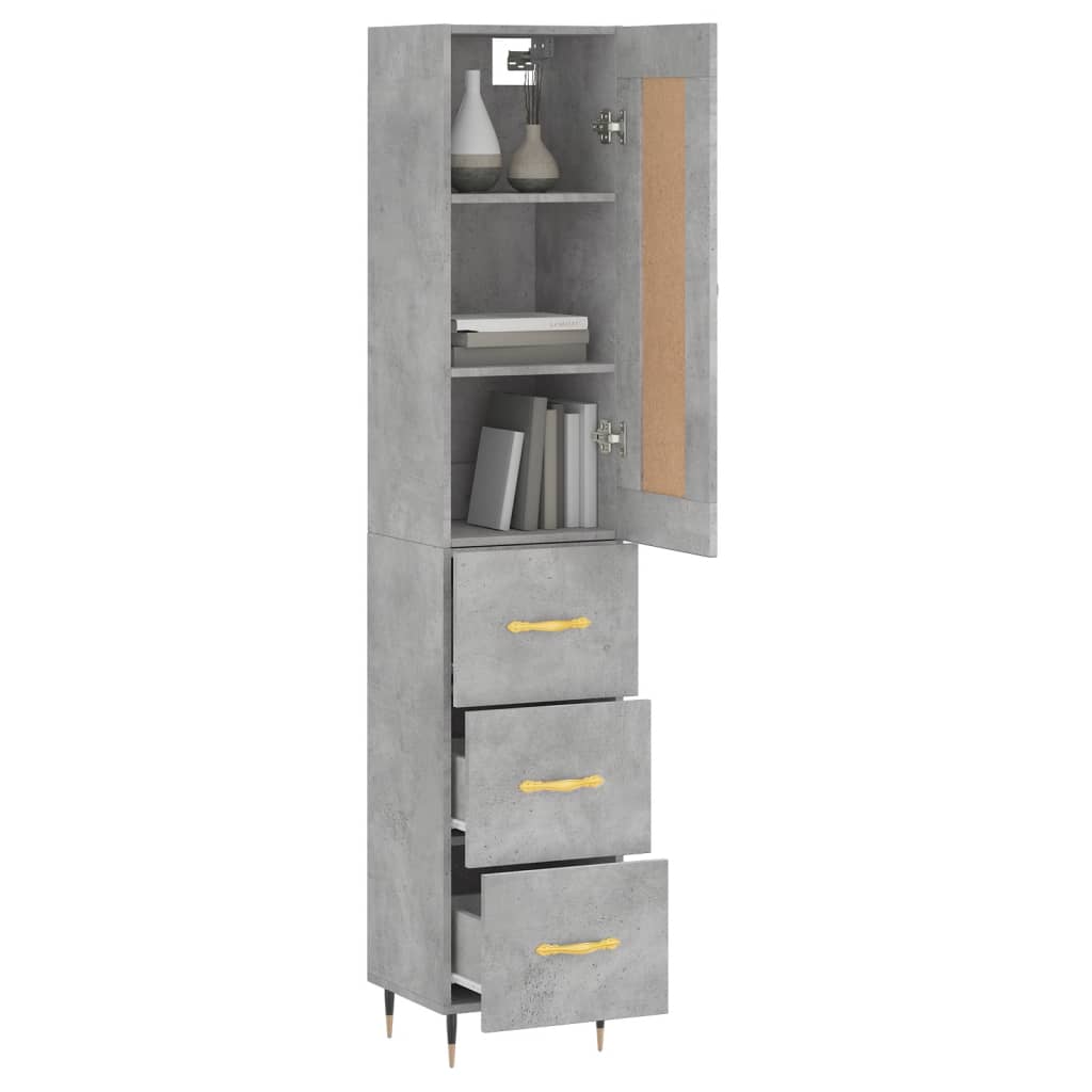 Skříň Highboard Betonově Šedá 34,5X34X180 Cm Kompozitní Dřevo