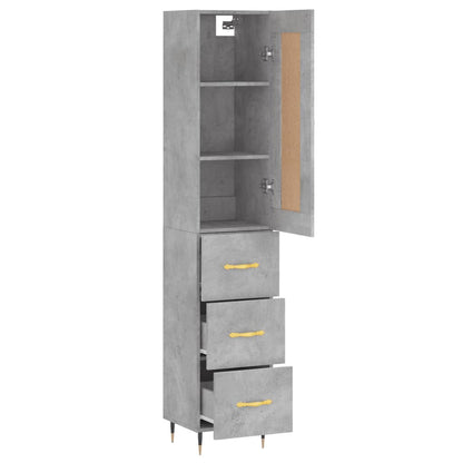 Skříň Highboard Betonově Šedá 34,5X34X180 Cm Kompozitní Dřevo