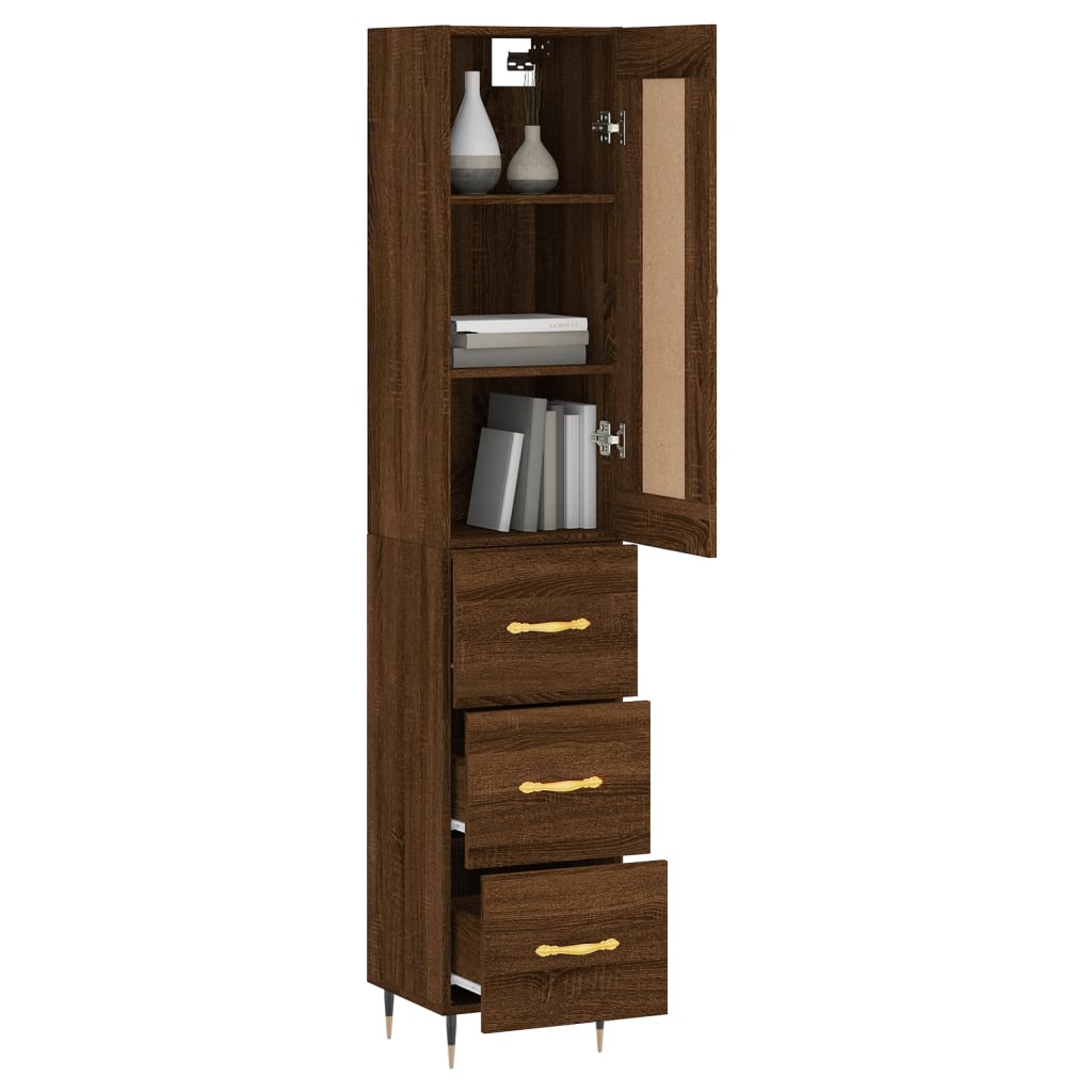 Skříň Highboard 34,5 X 34 X 180 Cm Kompozitní Dřevo