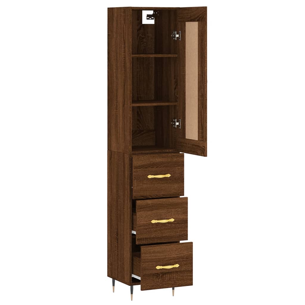 Skříň Highboard 34,5 X 34 X 180 Cm Kompozitní Dřevo