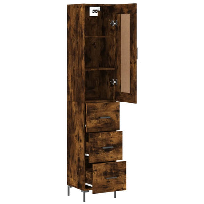 Skříň Highboard Kouřový Dub 34,5 X 34 X 180 Cm Kompozitní Dřevo