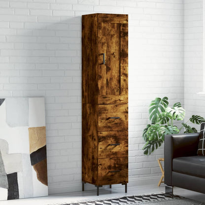 Skříň Highboard Kouřový Dub 34,5 X 34 X 180 Cm Kompozitní Dřevo