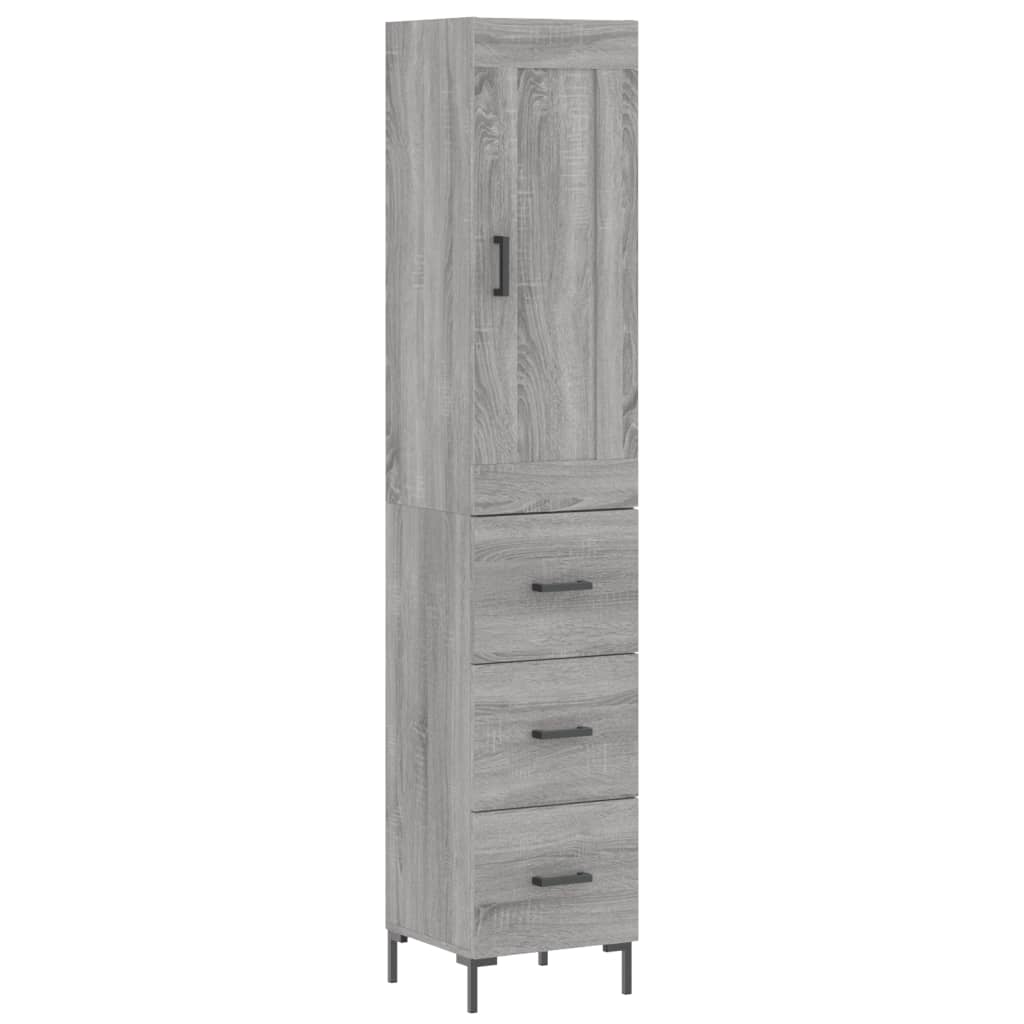 Skříň Highboard Šedá Sonoma 34,5 X 34 X 180 Cm Kompozitní Dřevo