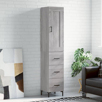 Skříň Highboard Šedá Sonoma 34,5 X 34 X 180 Cm Kompozitní Dřevo