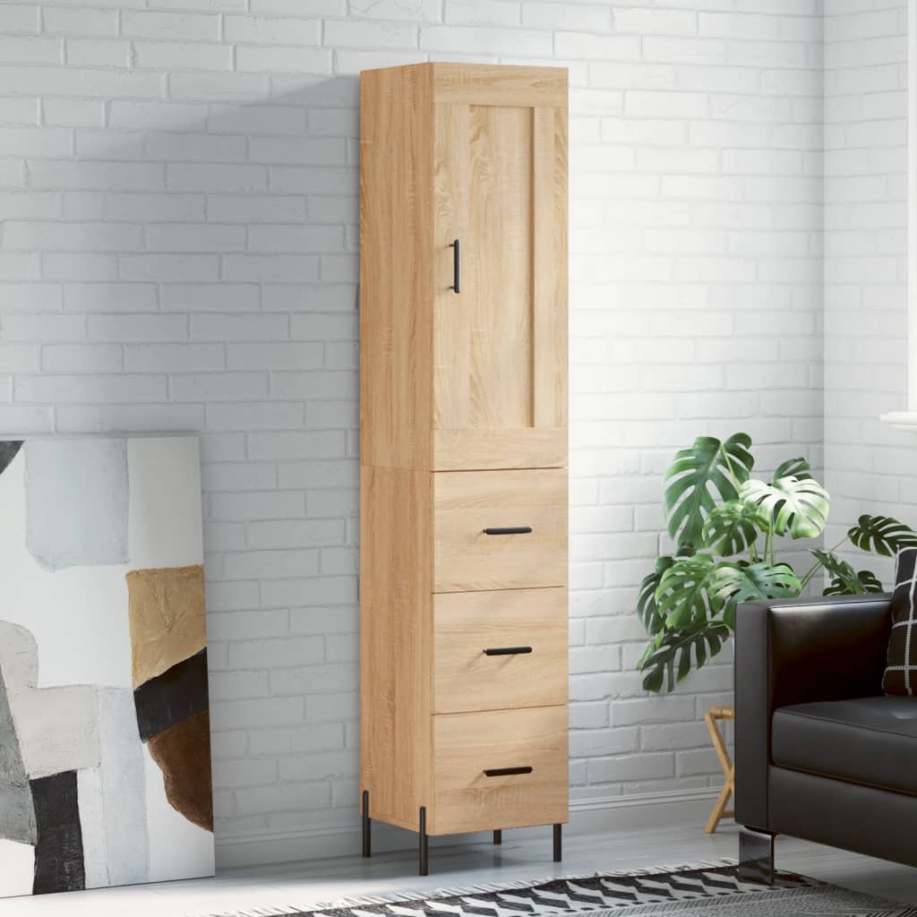 Skříň Highboard 34,5 X 34 X 180 Cm Kompozitní Dřevo