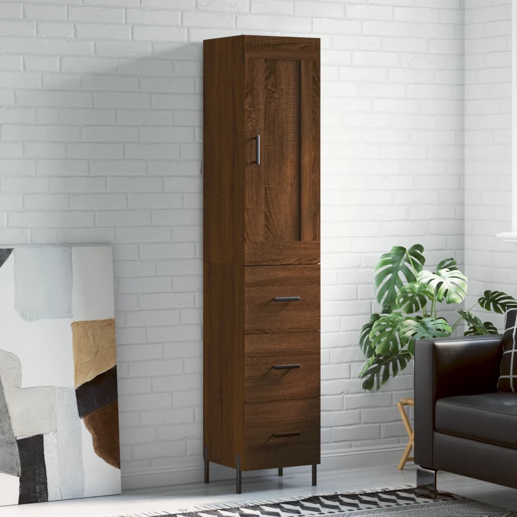 Skříň Highboard 34,5 X 34 X 180 Cm Kompozitní Dřevo