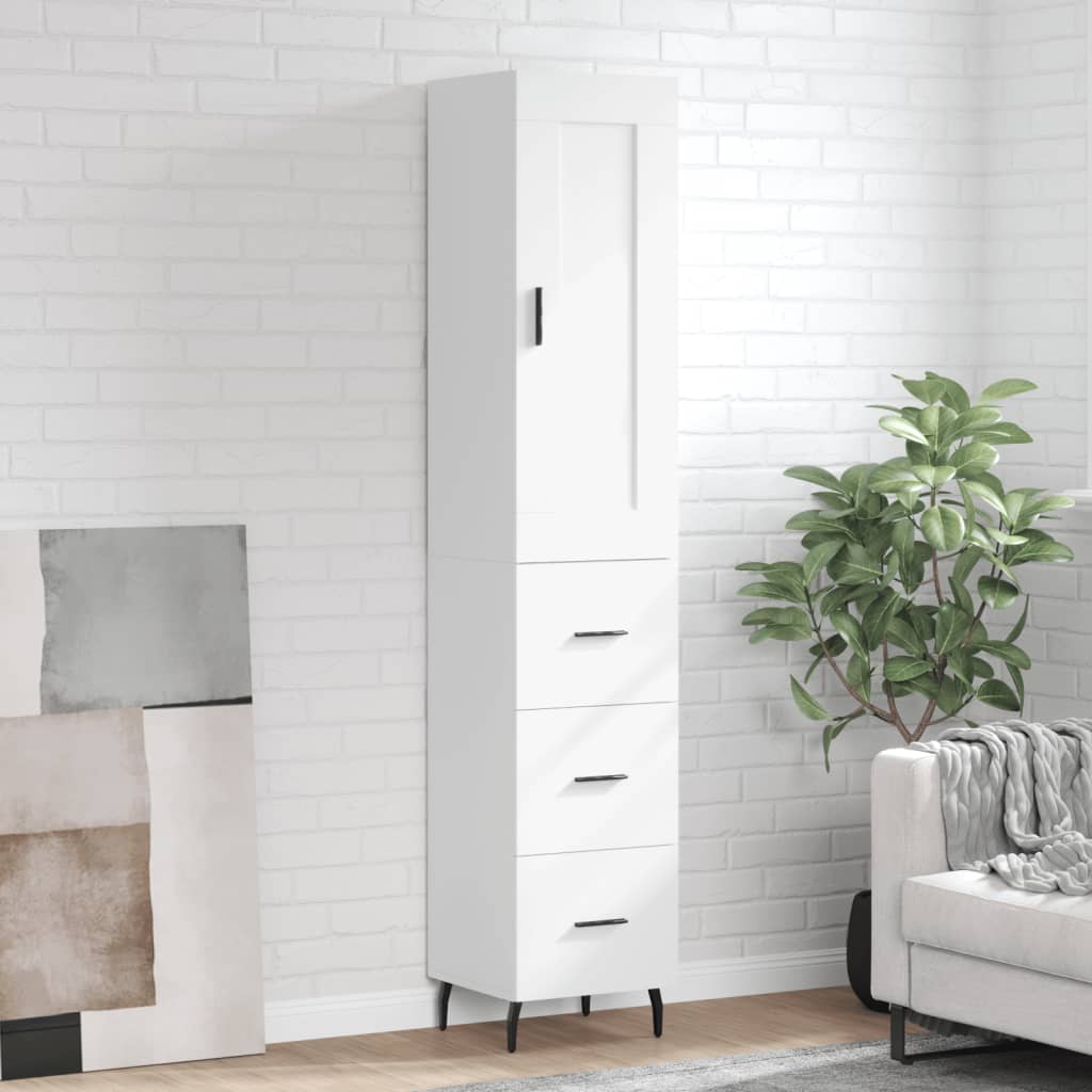 Skříň Highboard Betonově Šedá 34,5X34X180 Cm Kompozitní Dřevo