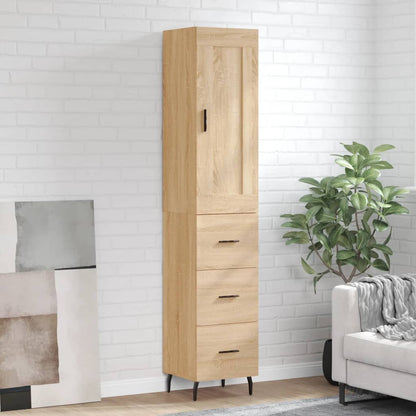 Skříň Highboard Betonově Šedá 34,5X34X180 Cm Kompozitní Dřevo