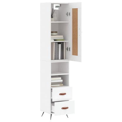 Skříň Highboard Bílá 34,5 X 34 X 180 Cm Kompozitní Dřevo