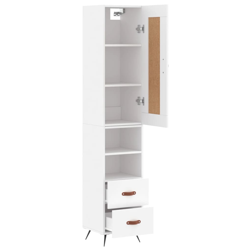 Skříň Highboard Bílá 34,5 X 34 X 180 Cm Kompozitní Dřevo