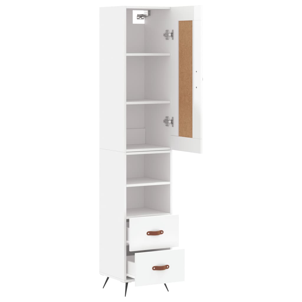 Skříň Highboard Bílá S Vysokým Leskem 34,5X34X180 Cm Kompozit