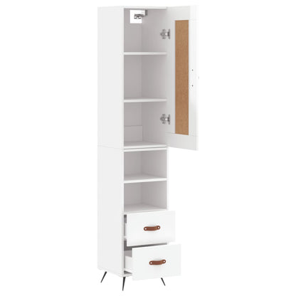 Skříň Highboard Bílá S Vysokým Leskem 34,5X34X180 Cm Kompozit