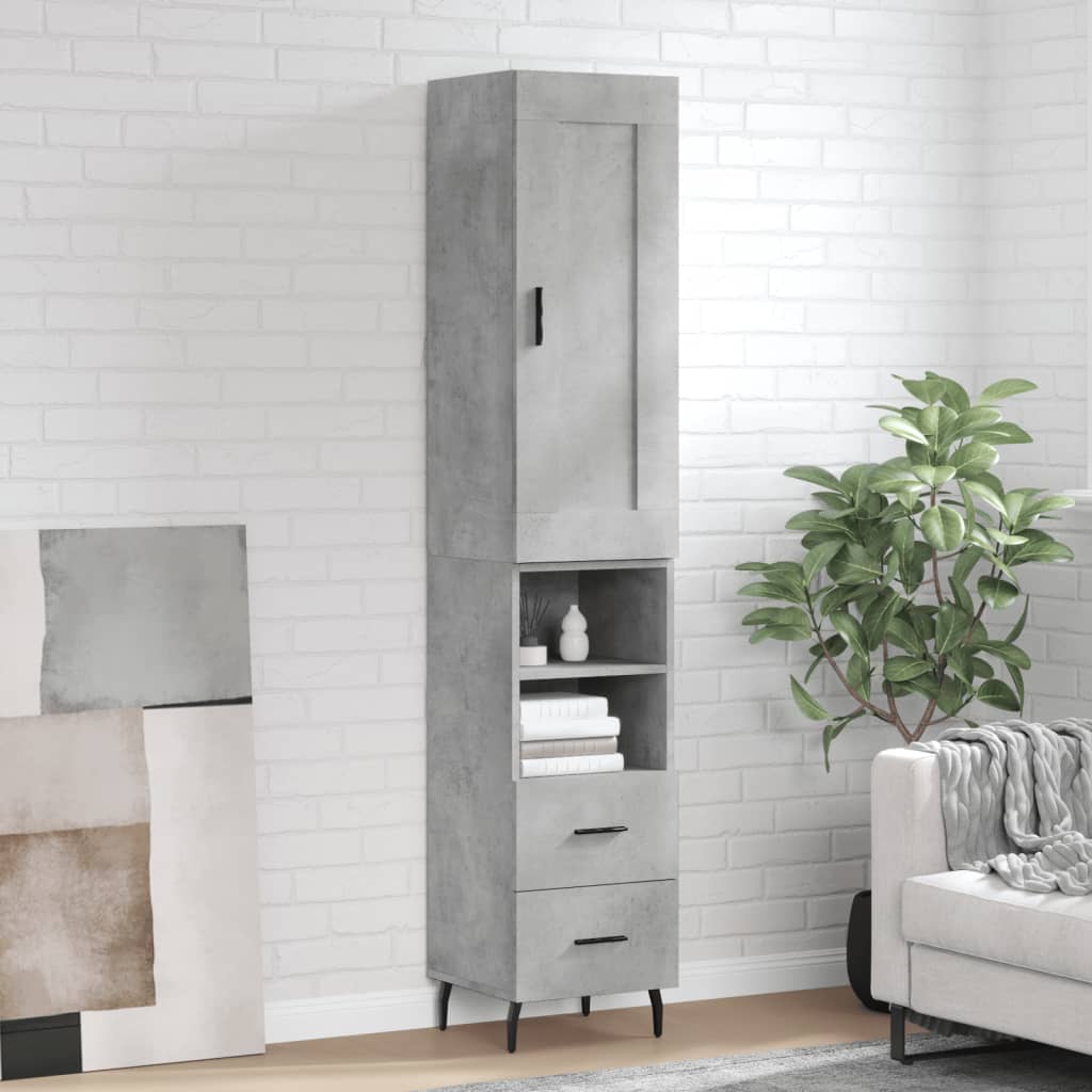 Skříň Highboard Betonově Šedá 34,5X34X180 Cm Kompozitní Dřevo
