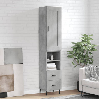 Skříň Highboard Betonově Šedá 34,5X34X180 Cm Kompozitní Dřevo