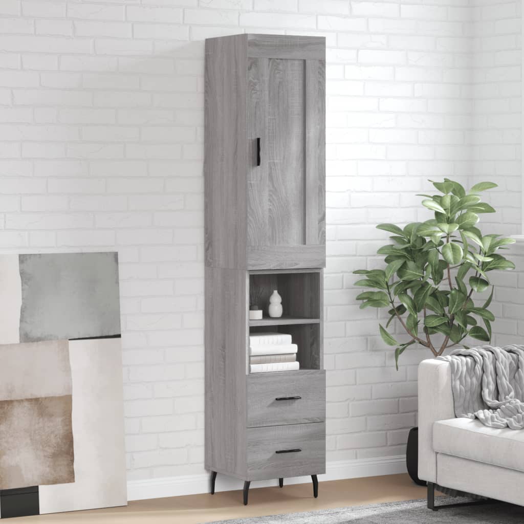 Skříň Highboard Betonově Šedá 34,5X34X180 Cm Kompozitní Dřevo