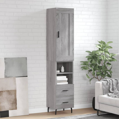 Skříň Highboard Betonově Šedá 34,5X34X180 Cm Kompozitní Dřevo