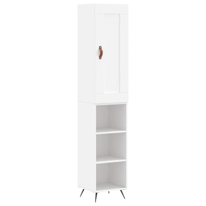 Skříň Highboard Bílá 34,5 X 34 X 180 Cm Kompozitní Dřevo
