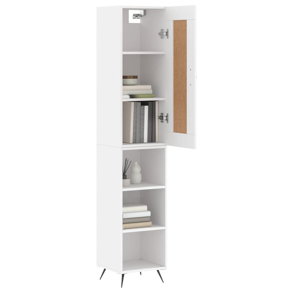 Skříň Highboard Bílá 34,5 X 34 X 180 Cm Kompozitní Dřevo