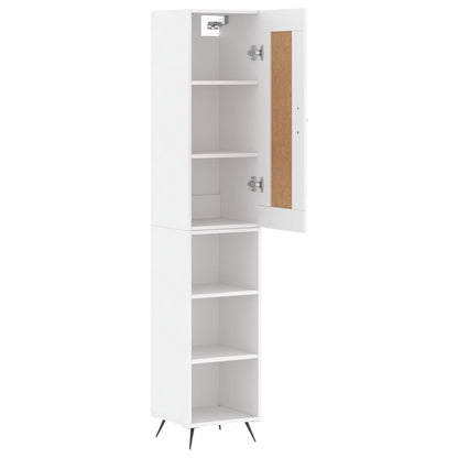 Skříň Highboard Bílá 34,5 X 34 X 180 Cm Kompozitní Dřevo
