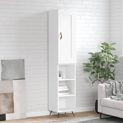 Skříň Highboard Bílá 34,5 X 34 X 180 Cm Kompozitní Dřevo
