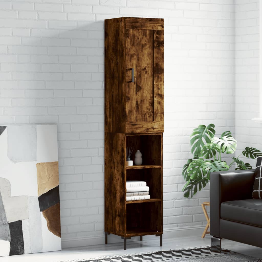 Skříň Highboard Kouřový Dub 34,5 X 34 X 180 Cm Kompozitní Dřevo