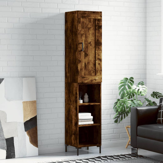Skříň Highboard Kouřový Dub 34,5 X 34 X 180 Cm Kompozitní Dřevo