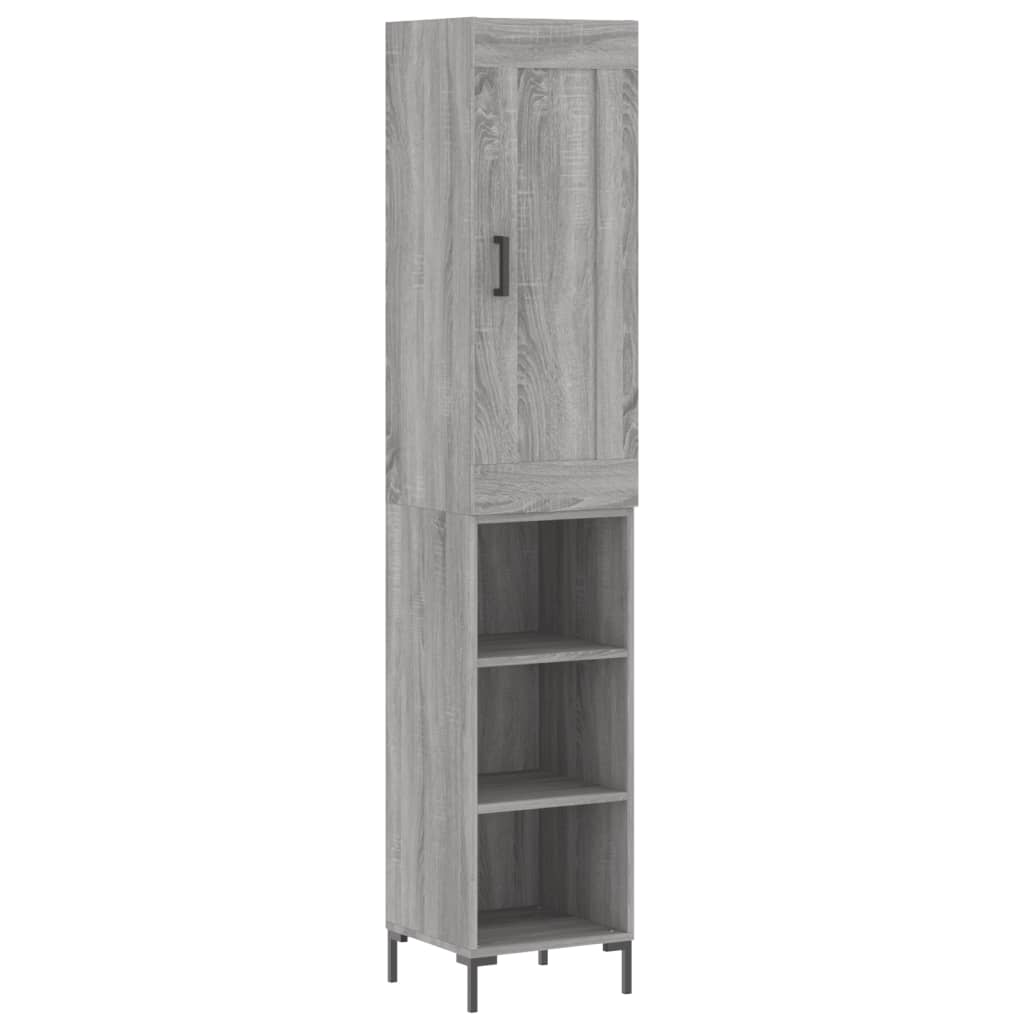 Skříň Highboard Šedá Sonoma 34,5 X 34 X 180 Cm Kompozitní Dřevo