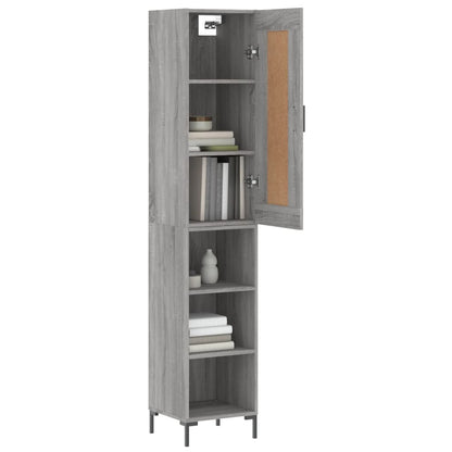 Skříň Highboard Šedá Sonoma 34,5 X 34 X 180 Cm Kompozitní Dřevo