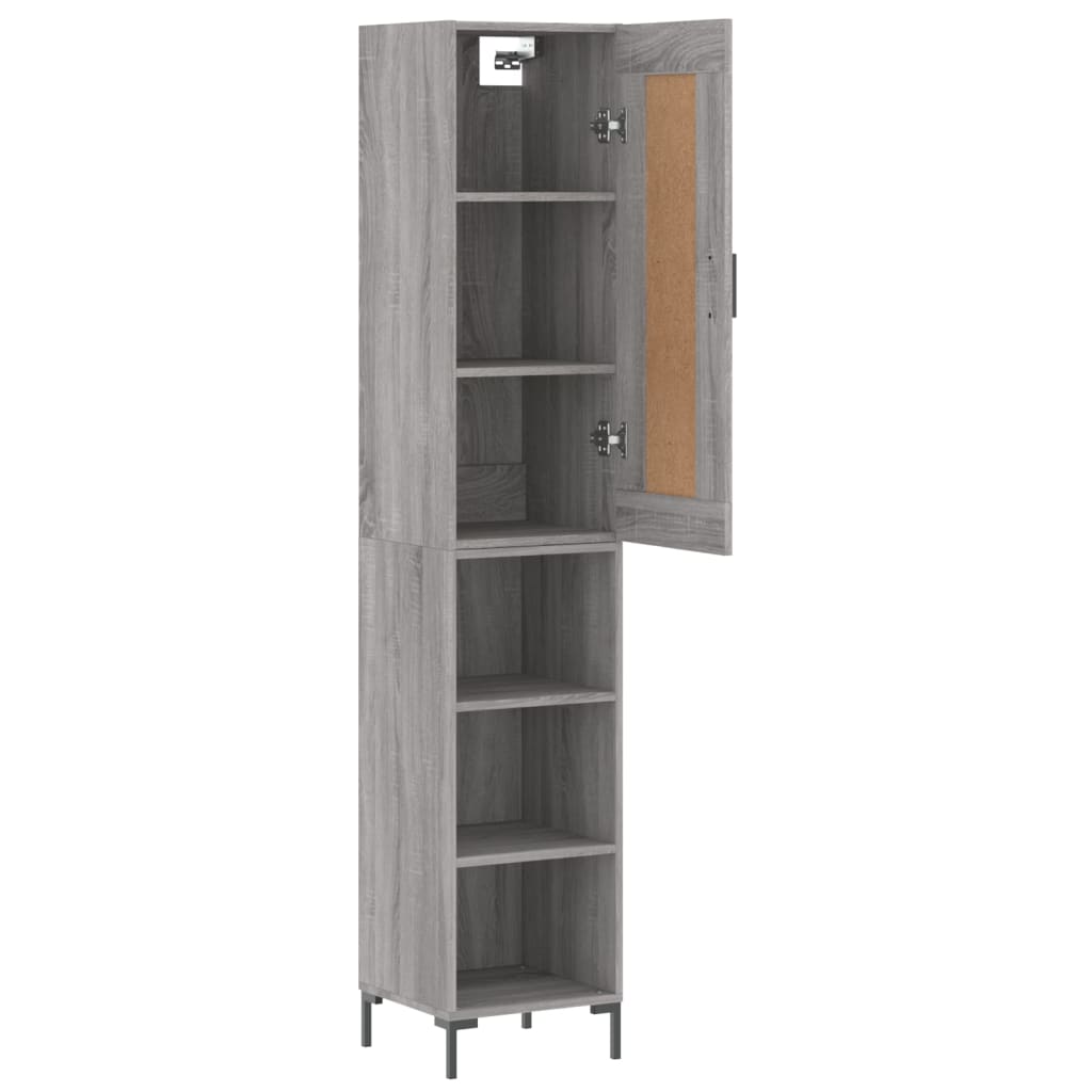 Skříň Highboard Šedá Sonoma 34,5 X 34 X 180 Cm Kompozitní Dřevo