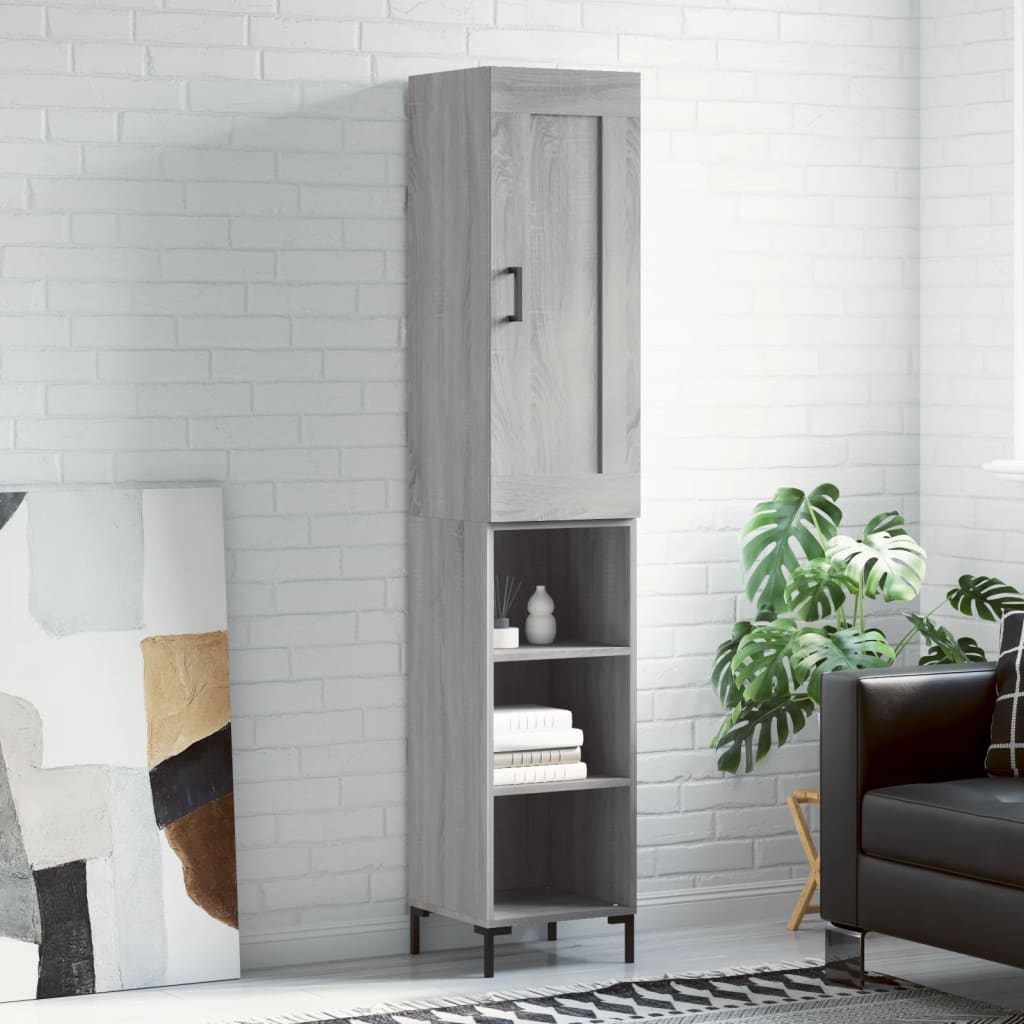 Skříň Highboard Šedá Sonoma 34,5 X 34 X 180 Cm Kompozitní Dřevo