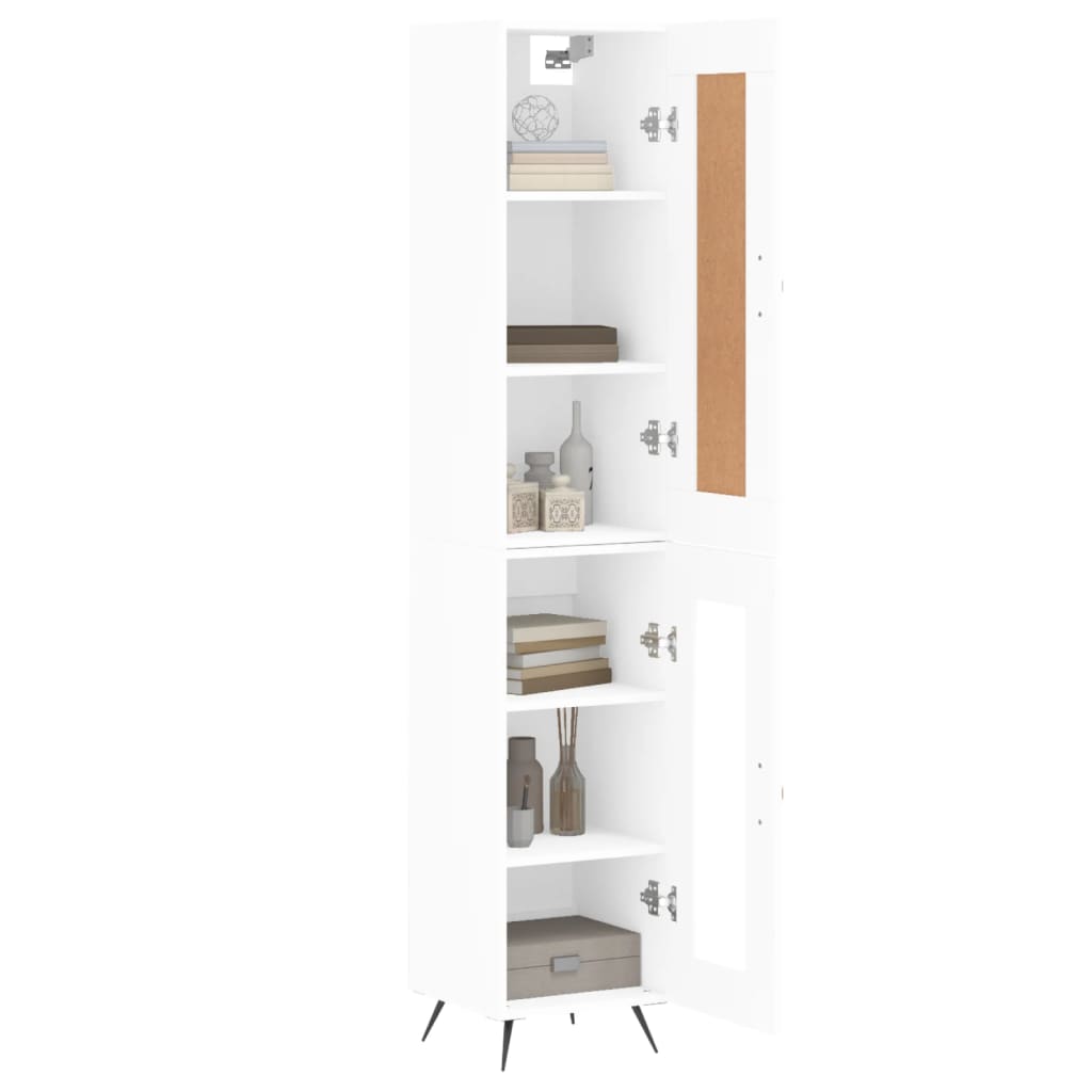 Skříň Highboard Bílá 34,5 X 34 X 180 Cm Kompozitní Dřevo