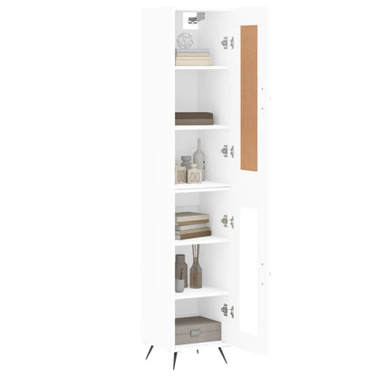 Skříň Highboard Bílá 34,5 X 34 X 180 Cm Kompozitní Dřevo