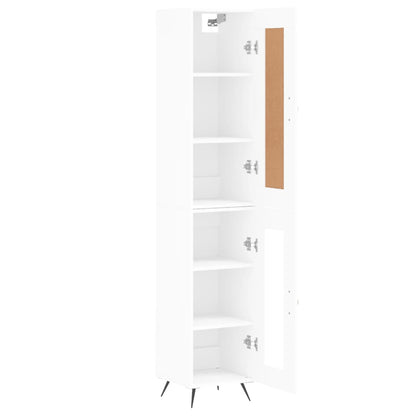 Skříň Highboard Bílá 34,5 X 34 X 180 Cm Kompozitní Dřevo