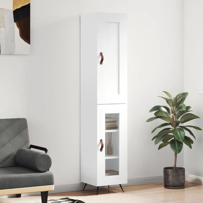 Skříň Highboard Bílá 34,5 X 34 X 180 Cm Kompozitní Dřevo
