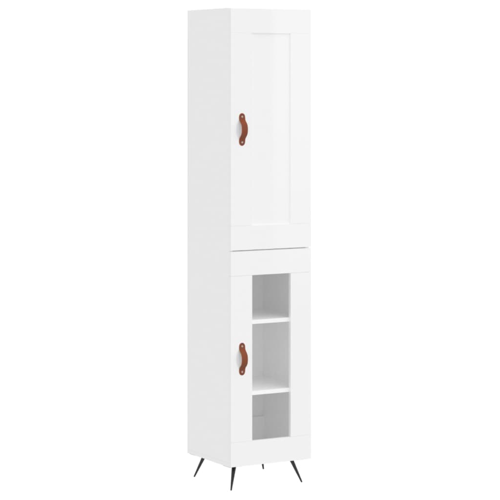 Skříň Highboard Bílá S Vysokým Leskem 34,5X34X180 Cm Kompozit
