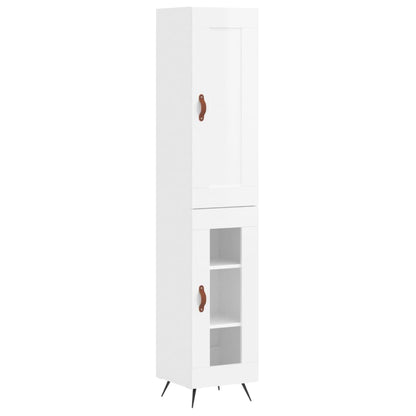 Skříň Highboard Bílá S Vysokým Leskem 34,5X34X180 Cm Kompozit
