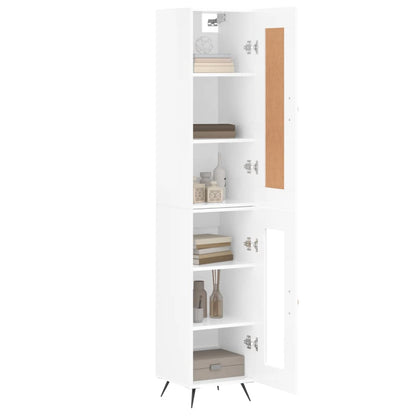 Skříň Highboard Bílá S Vysokým Leskem 34,5X34X180 Cm Kompozit