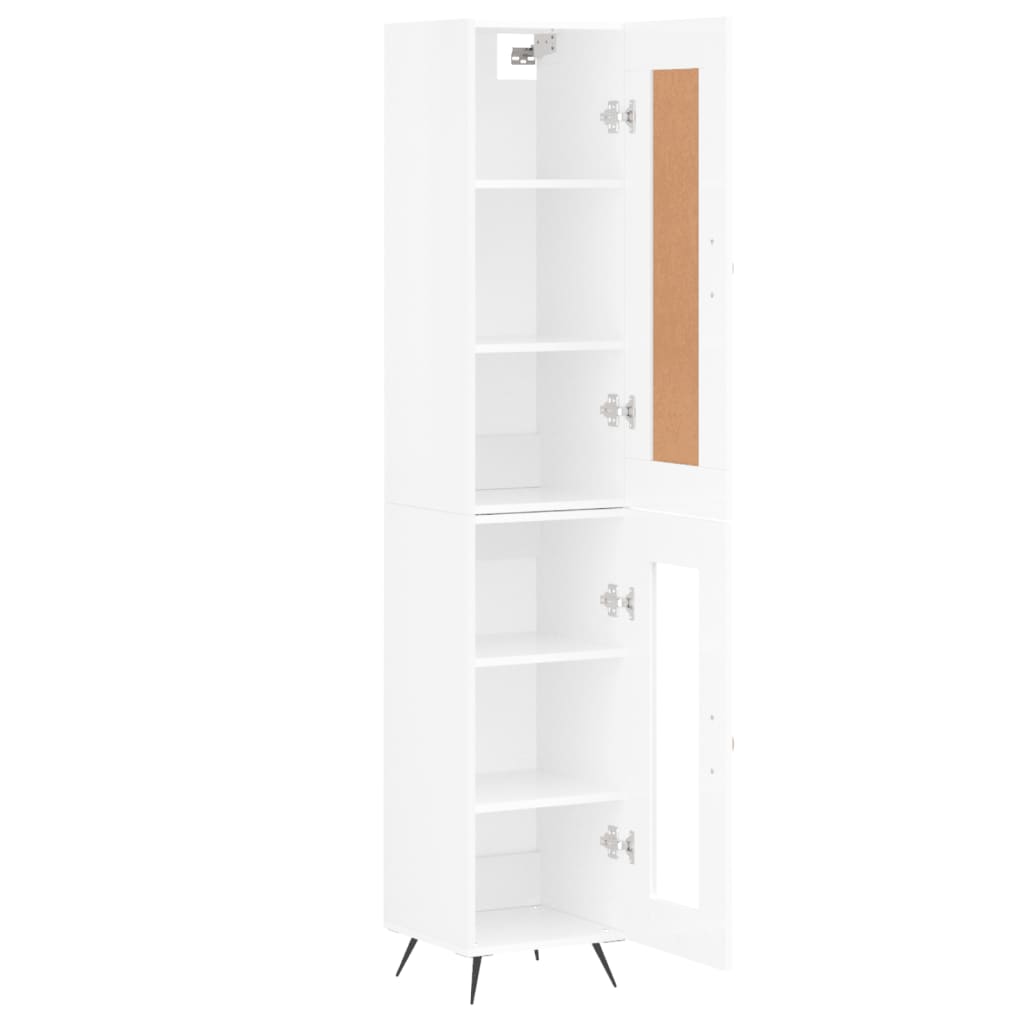 Skříň Highboard Bílá S Vysokým Leskem 34,5X34X180 Cm Kompozit
