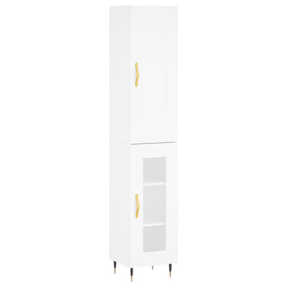 Skříň Highboard Bílá 34,5 X 34 X 180 Cm Kompozitní Dřevo