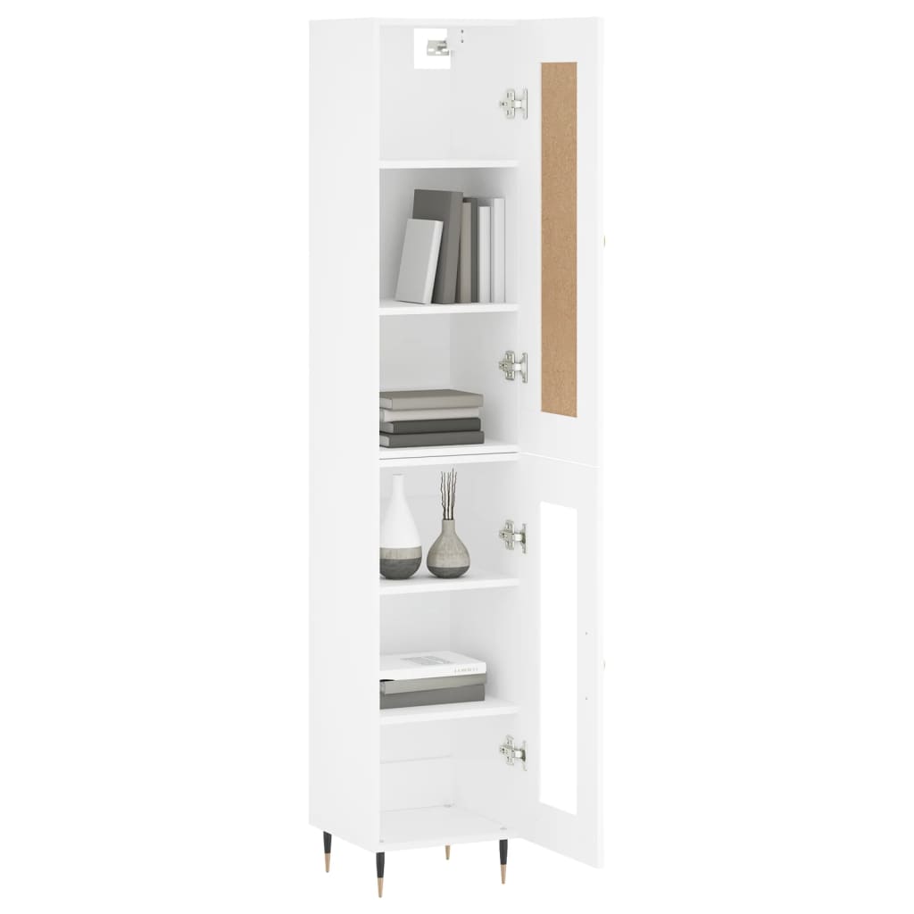 Skříň Highboard Bílá 34,5 X 34 X 180 Cm Kompozitní Dřevo