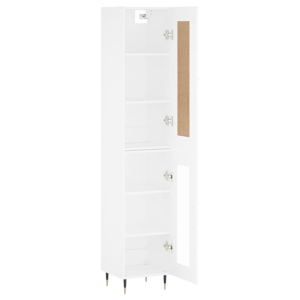 Skříň Highboard Bílá 34,5 X 34 X 180 Cm Kompozitní Dřevo