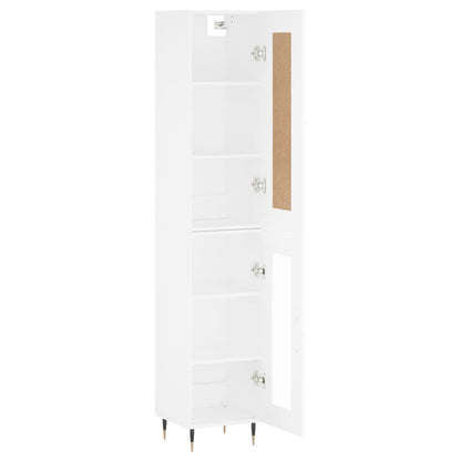 Skříň Highboard Bílá 34,5 X 34 X 180 Cm Kompozitní Dřevo