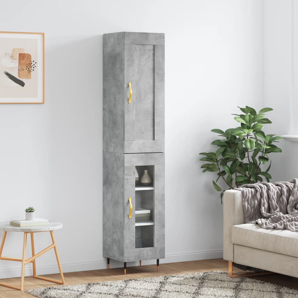 Skříň Highboard Betonově Šedá 34,5X34X180 Cm Kompozitní Dřevo