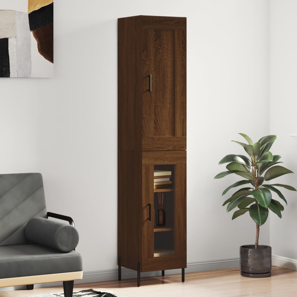 Skříň Highboard 34,5 X 34 X 180 Cm Kompozitní Dřevo