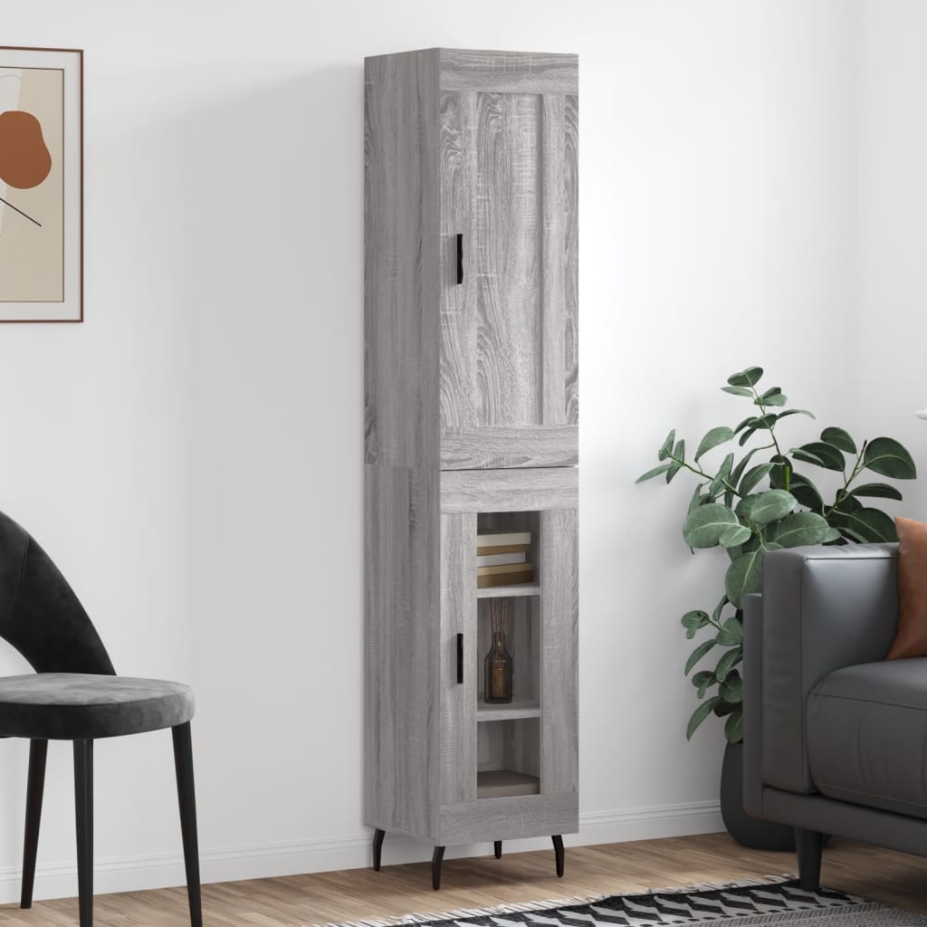 Skříň Highboard Betonově Šedá 34,5X34X180 Cm Kompozitní Dřevo