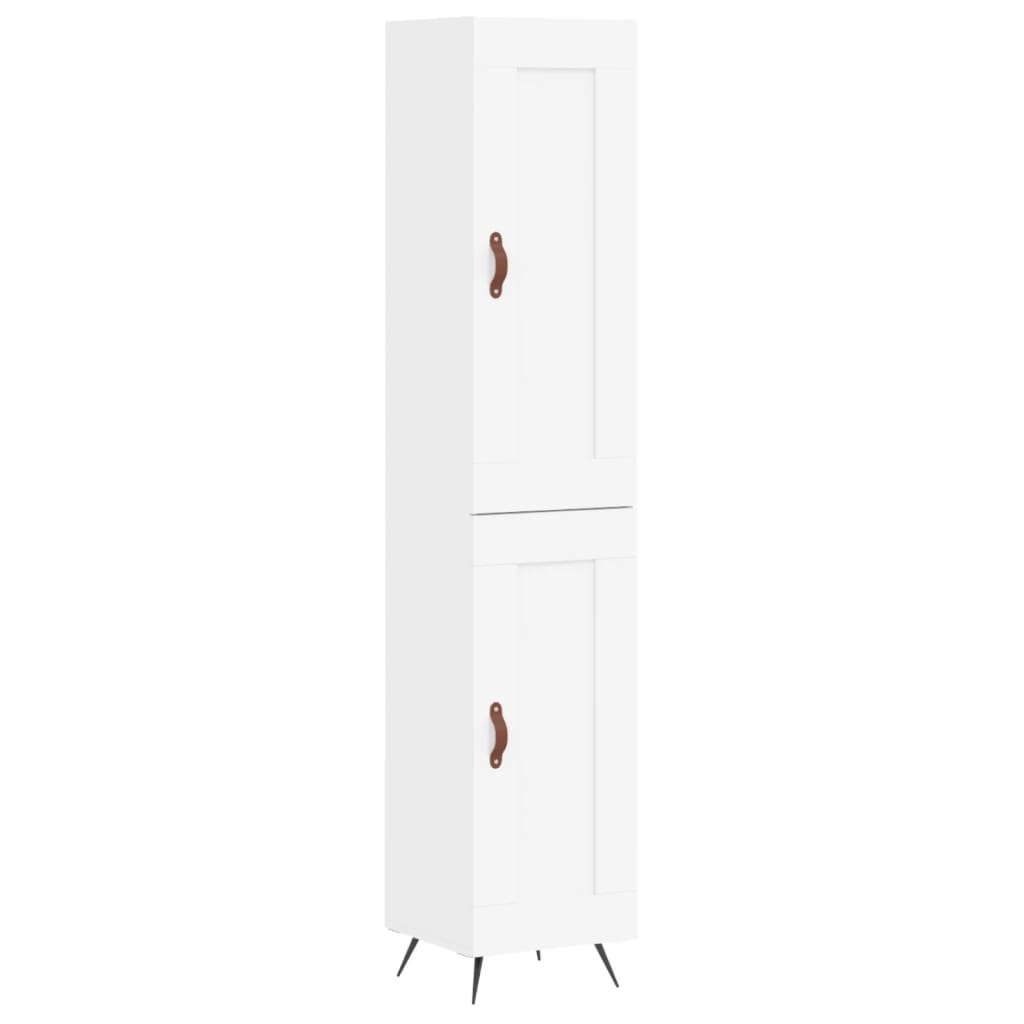 Skříň Highboard Bílá 34,5 X 34 X 180 Cm Kompozitní Dřevo